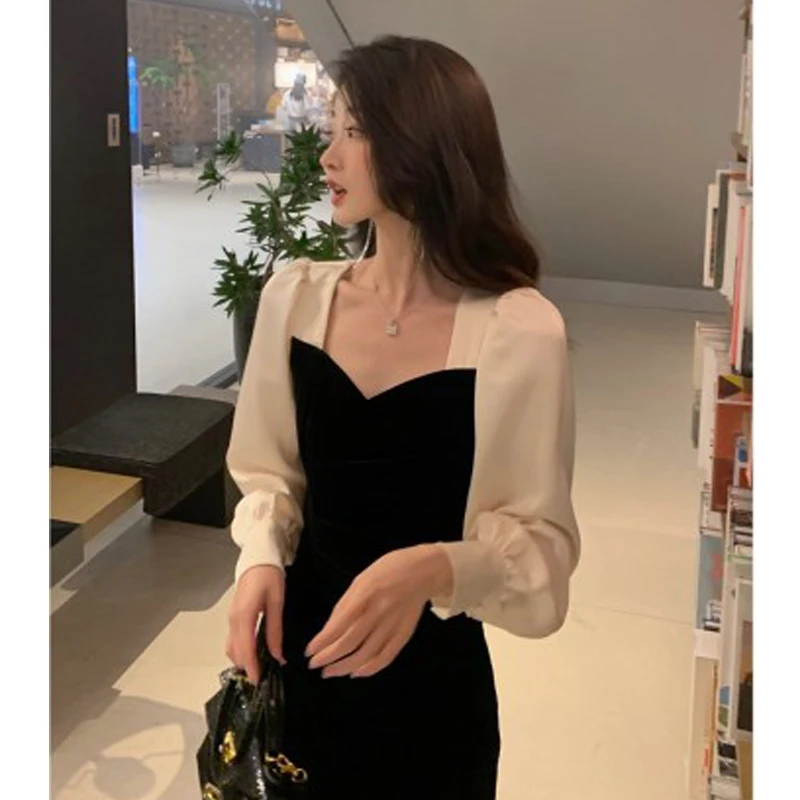 Office Lady Style Sexy Dress 2022 Autumn Elegant High Quality Slim Fit Sweetheart Neck One-Piece