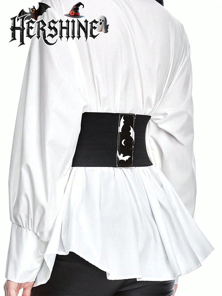 قطعة واحدة من حزام الخصر النسائي المطبوع باللون الأسود مع زخرفة عين الخماسي Y2K على الطراز القوطي الداكن للوصول الأساسي للهالوين