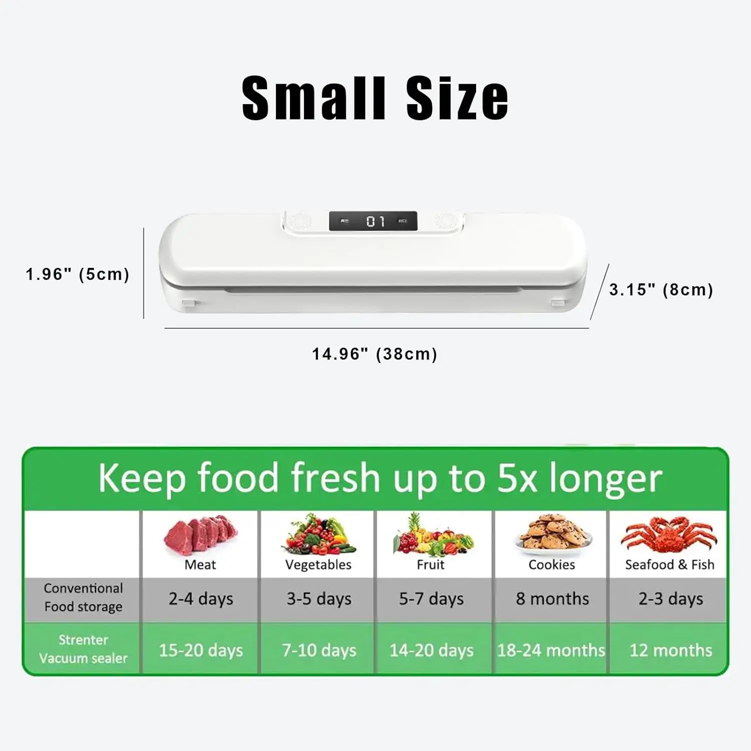 Vacuum Sealer Machine , Wet/Dry Automatic for Meat Saver & Preservation (White)