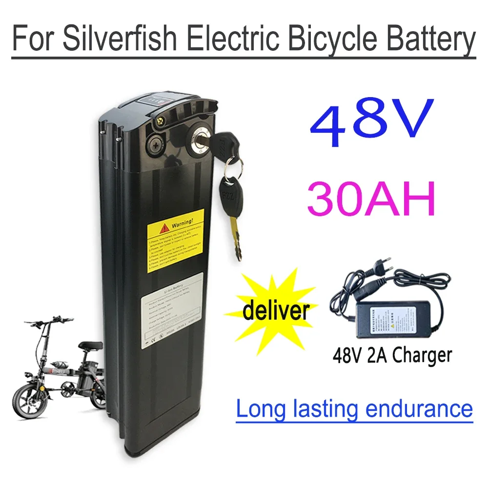 For Silver Fish 48V 30Ah  18650 Li-ion Battery  Pack ,Waterproof shell for long-lasting endurance+charger