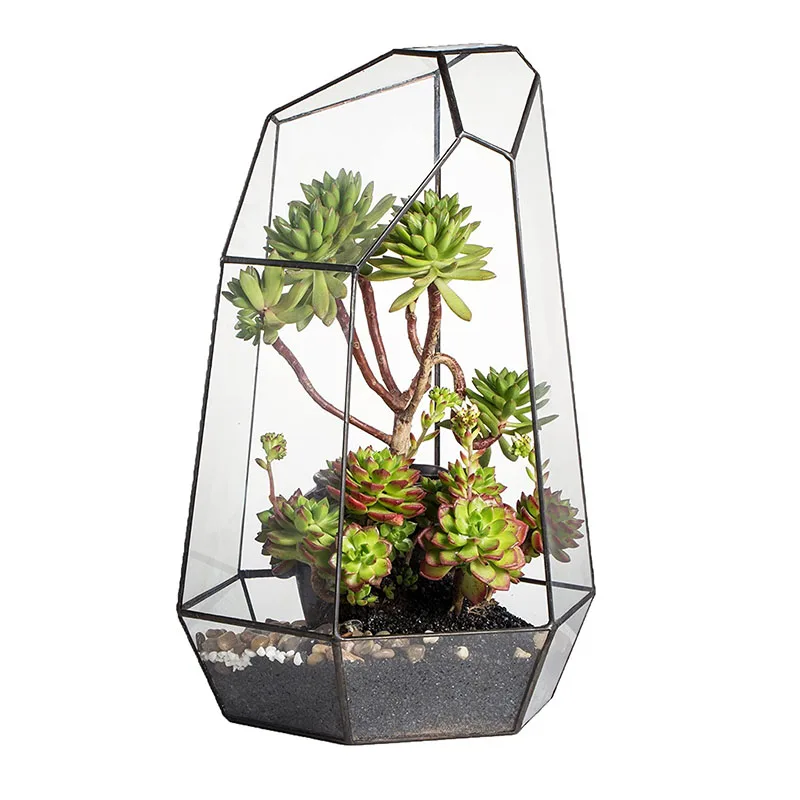 

Украшение для дома и сада, стеклянный горшок ручной работы, большой цветочный горшок высотой 16 дюймов, геометрический стеклянный террариум или воздушные растения