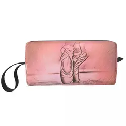 Travel Ballet Shoes Pink Toiletry Bag Portable Ballerina Dancer Makeup Cosmetic Organizer Women Beauty Storage Dopp Kit Box