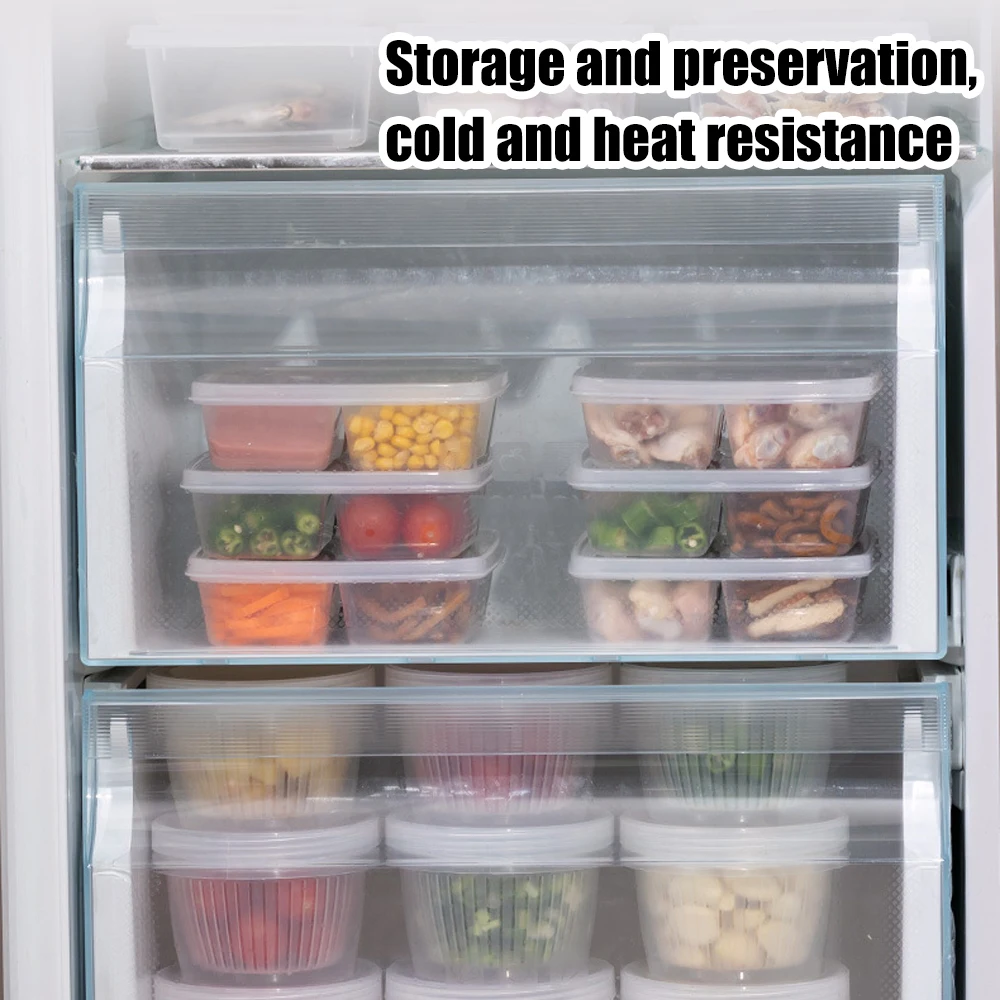 4 Refrigerator Storage Box Packed Meal Crisper Food Grade Sealed Food Frozen Meat Four-Compartment Refrigerated Storage