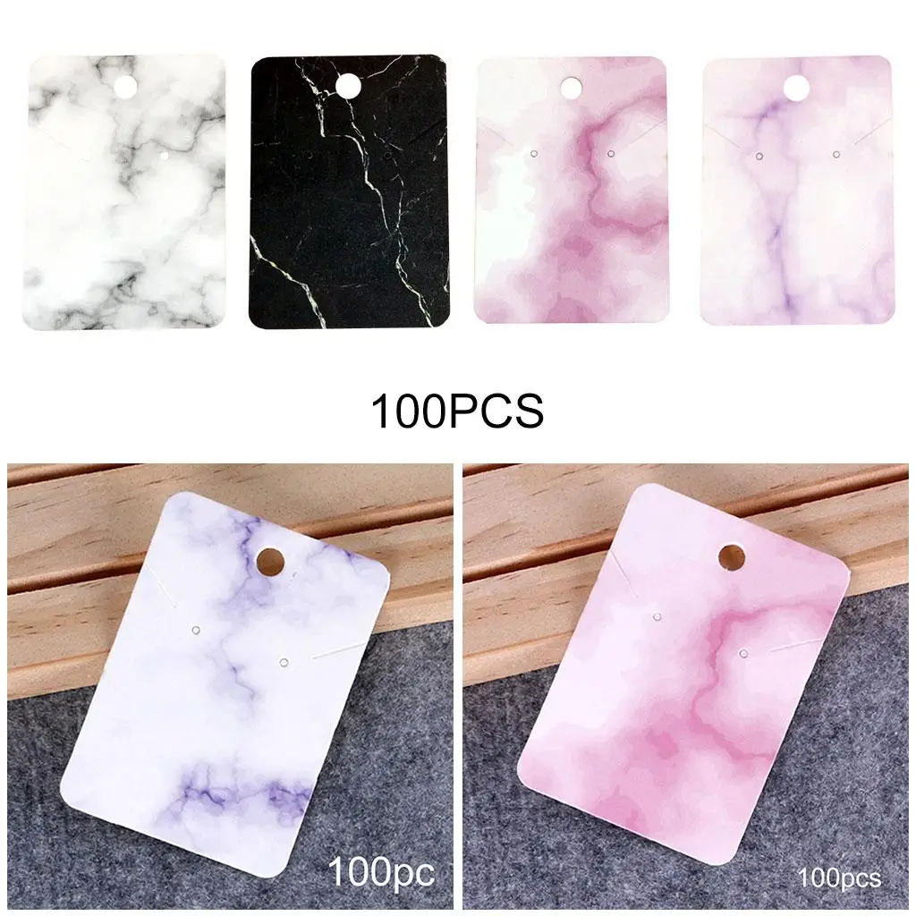 Earring Cards 100pcs Marble Pattern Coated Paper Jewelry Display Holder for Earrings Necklace Storage