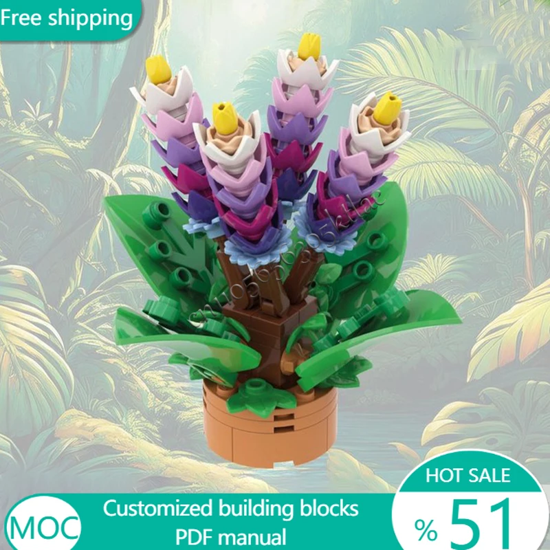 93 PCS Flowers Veronica Plant MOC Customize Modular Building Block Creative Design Kids Simple Model DIY Boys Toy Birthday Gift