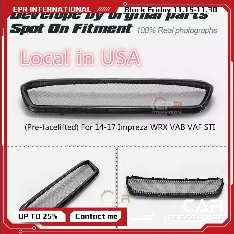 (Local in USA) For SUBARU 14-17 Impreza WRX VAB VAF STI Carbon CS Tape front Bumper grill Mesh Grilles cover Bodykits