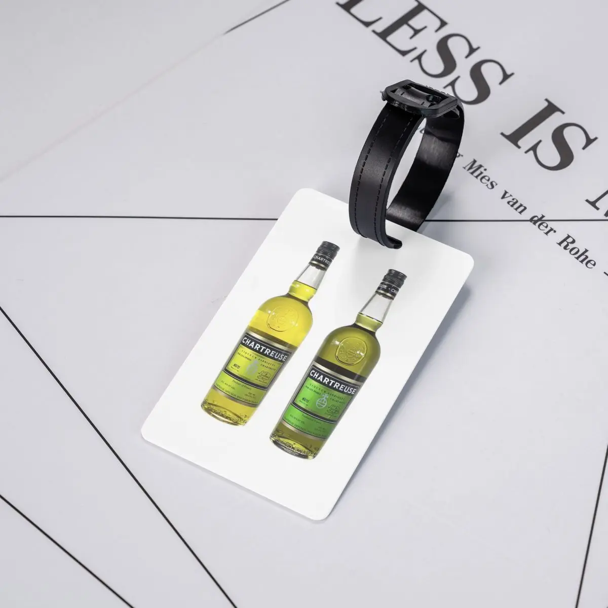 Etiquetas de Equipaje con Diseño de Pintura al Óleo de Botella de Chartreuse Verde, Etiquetas de Viaje para Maletas, Etiquetas de Embarque, Portaetiquetas con Identificación, Nombre, Dirección