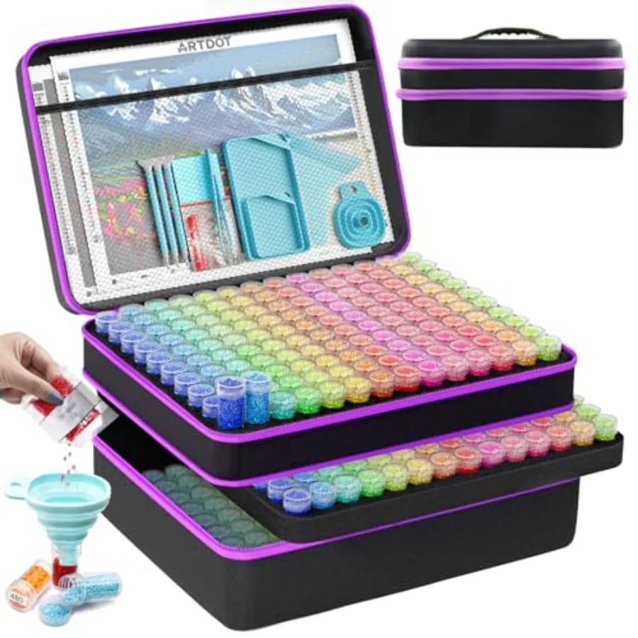 

Контейнер для хранения на 420 ячеек для наборов для алмазной мозаики для взрослых, портативные коробки для хранения бусин и аксессуаров для алмазной живописи