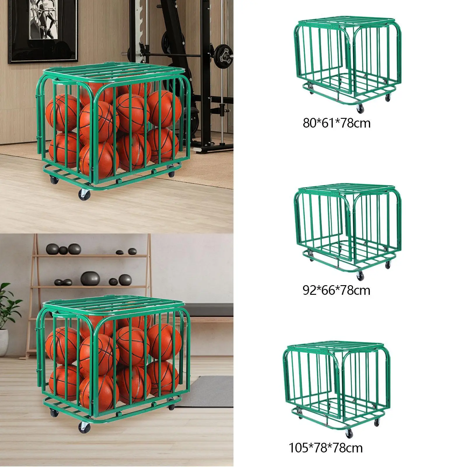 

Sports Ball Storage Cart with Wheels Heavy Duty Basketball Cart Sports Equipment Organizer Basketball Cage for Club Gym Outdoor