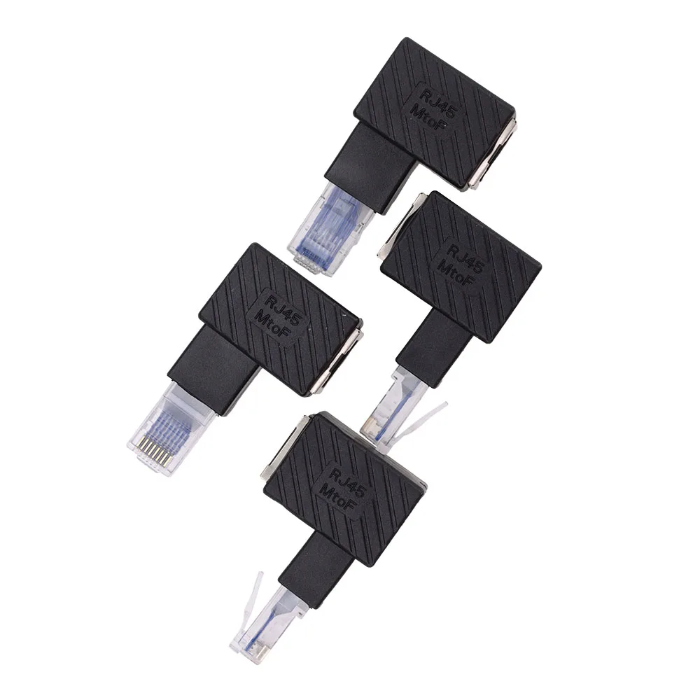 

300pcs 90 Degree RJ45 Male To Female Converter Extension Adapter for Cat5 Cat6 LAN Ethernet Network Cable Extender Connector