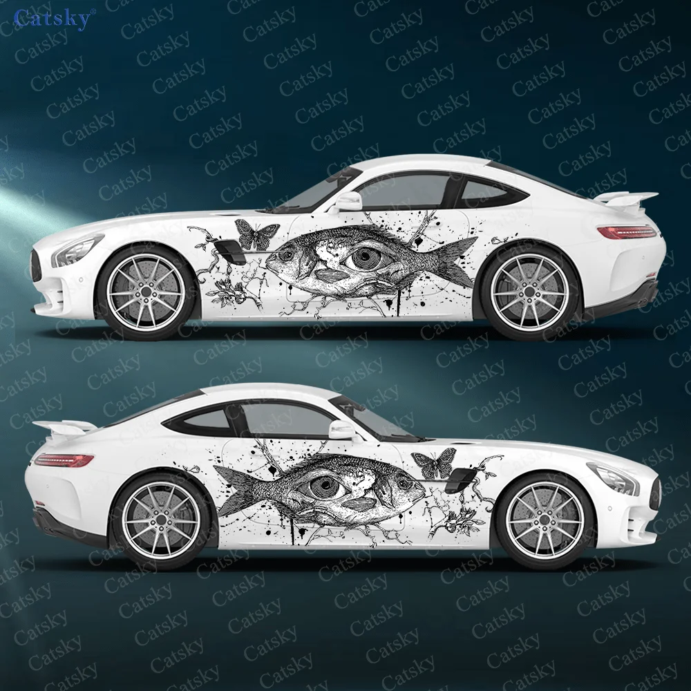 Dark Fish Eye Splatter Car Side Sticker Decoration,PVC Waterproof Scratch Resistant Decal, Car Protection, Auto Accessories Gift