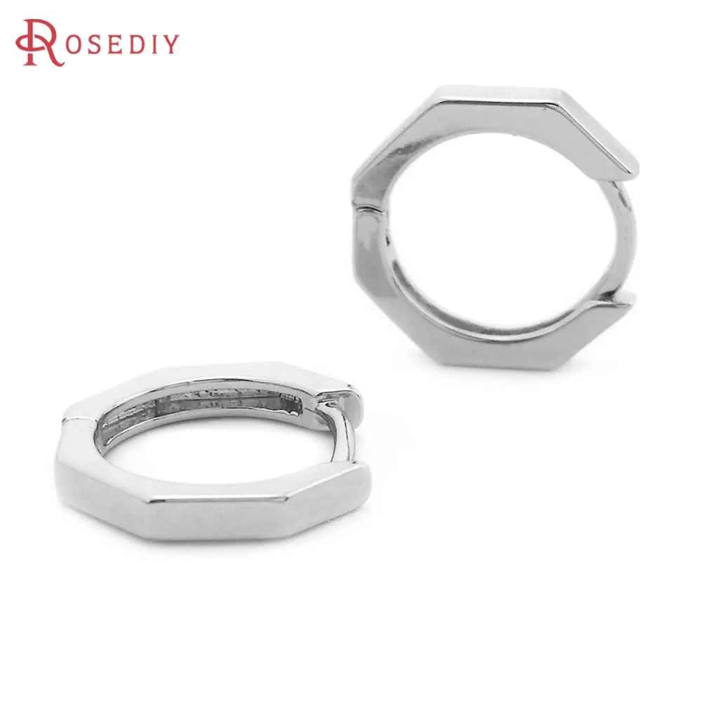 18Kゴールドカラーの真ちゅう製六角ループイヤリング,女性用,フープ,高品質,DIYアクセサリー,公式ストア,6個