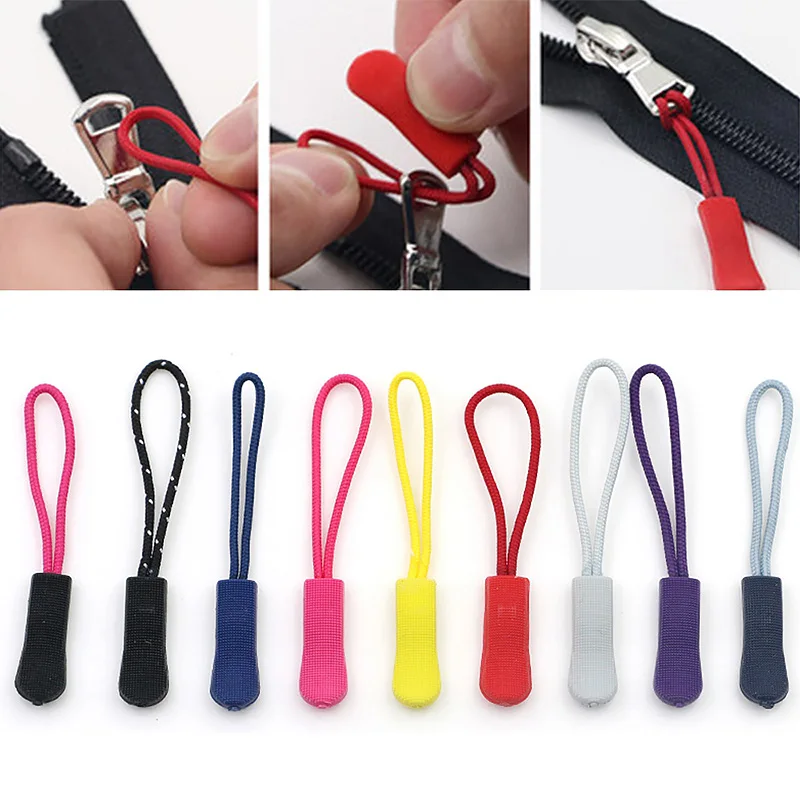 10pcs Zip Fastener End Fit Rope Zipper Puller Plastic Fixer Zip Tent Travel Bag Drawstring Backpack Zipper Cord Accessories