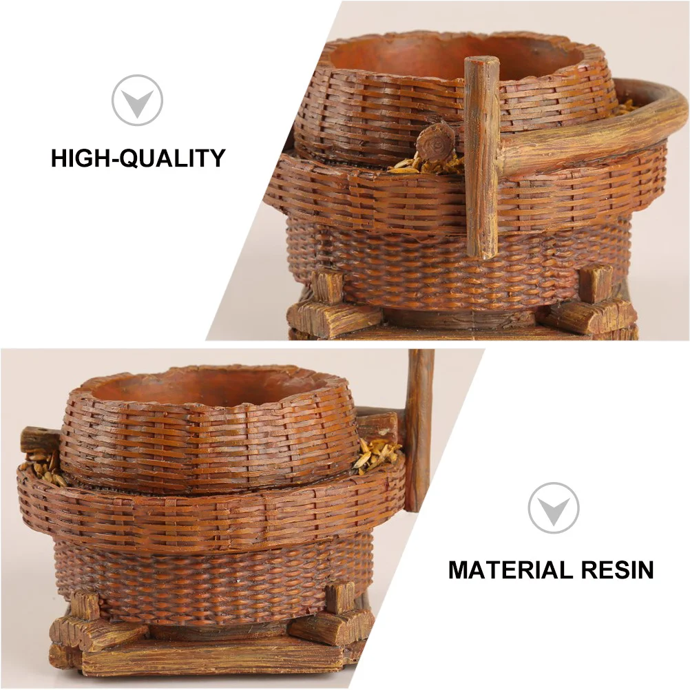 تقليد الروطان الزهرية الراتنج الزخرفية سلة مغزولة للمنزل مكتب حديقة سطح المكتب زهرة الحاويات الراتنج ديكور الزهرية