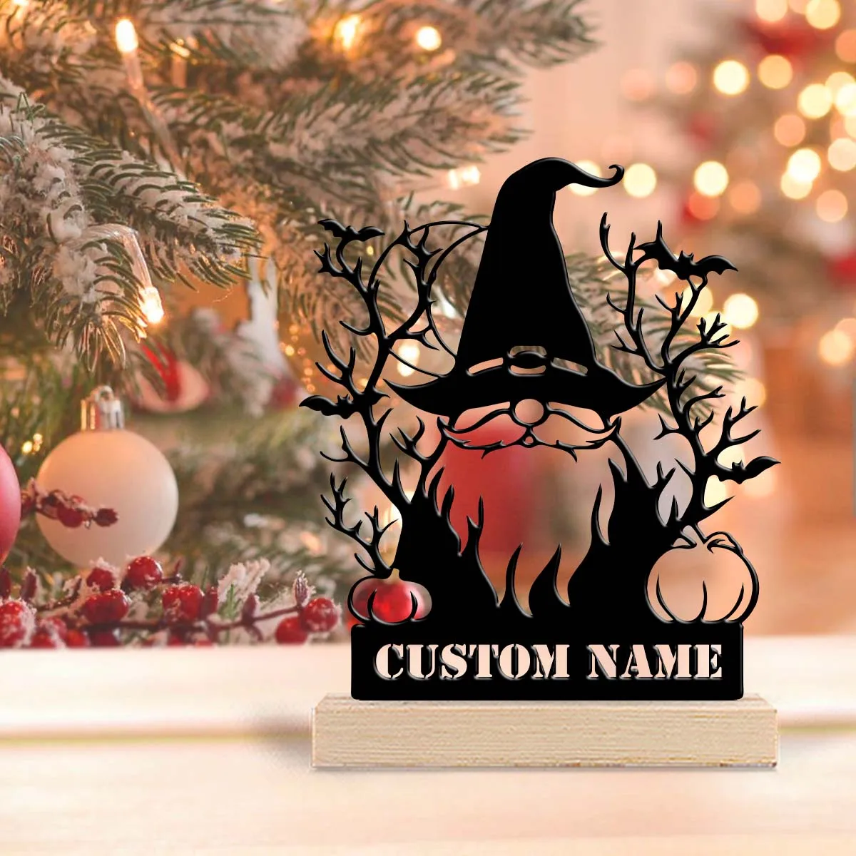 1pc Interesting Desktop Metal Statues Custom Name Equipped with A Wooden Base Bar Decoration, Holiday Gifts