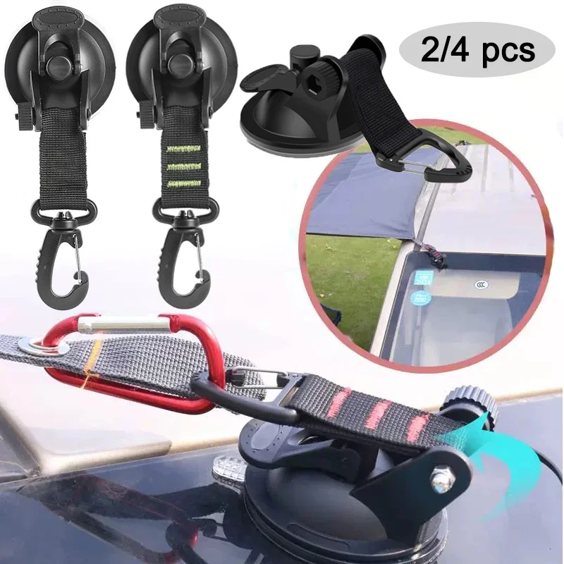 

2/4 Pcs Car Tent Suction Cups Outdoor Camping Rope Powerful Suction Cup Buckle Side Tarps Tent Suckers Anchor Securing Hook