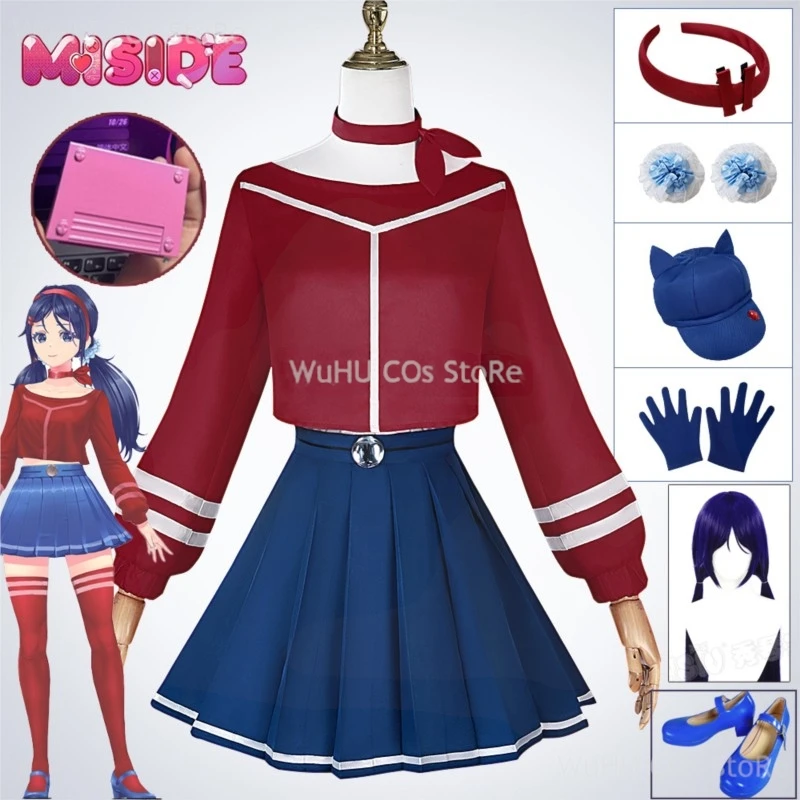 Game Cosplay MiSide Crazy Mita Cosplay Costume Wig RolePlay Women Primary Yandere Prop Outfit Halloween Creepy Mita Party Clothe