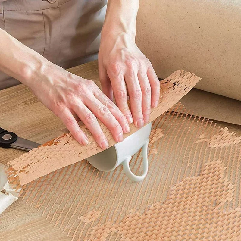 Hot TTKK 3 ม้วนบรรจุรีไซเคิลกระดาษ 12 นิ้ว X 33FT Eco กระดาษรังผึ้งสําหรับย้ายบรรจุภัณฑ์ห่อรีไซเคิลเบาะวัสดุ