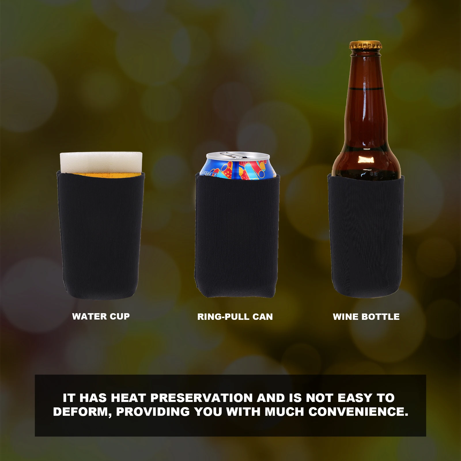 

14 Pcs Beverage Can Covers Premium Cloth Sturdy Durable Long Lasting Black Supplies Outdoor Activities