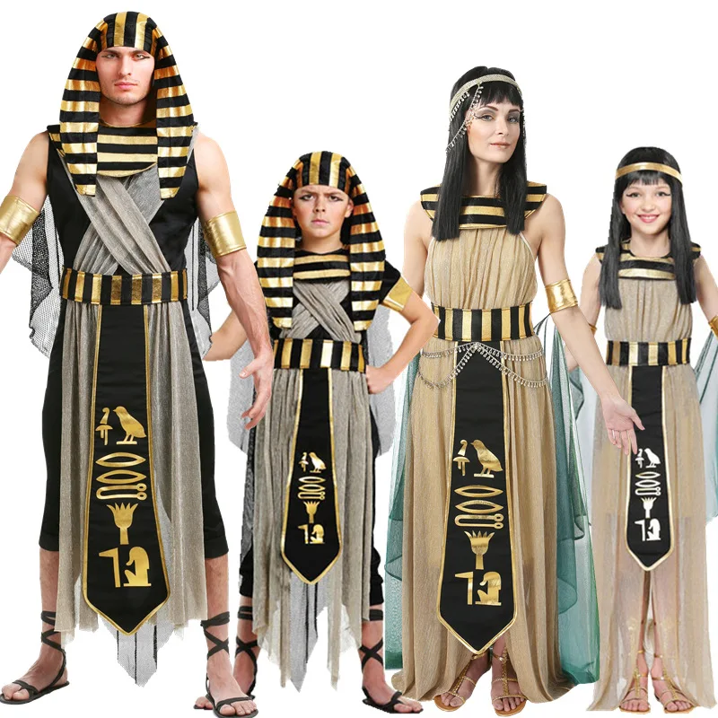 

Adult Couple Egyptian Pharaoh Cleopatra Costume Halloween National Style Stage Performance Wear
