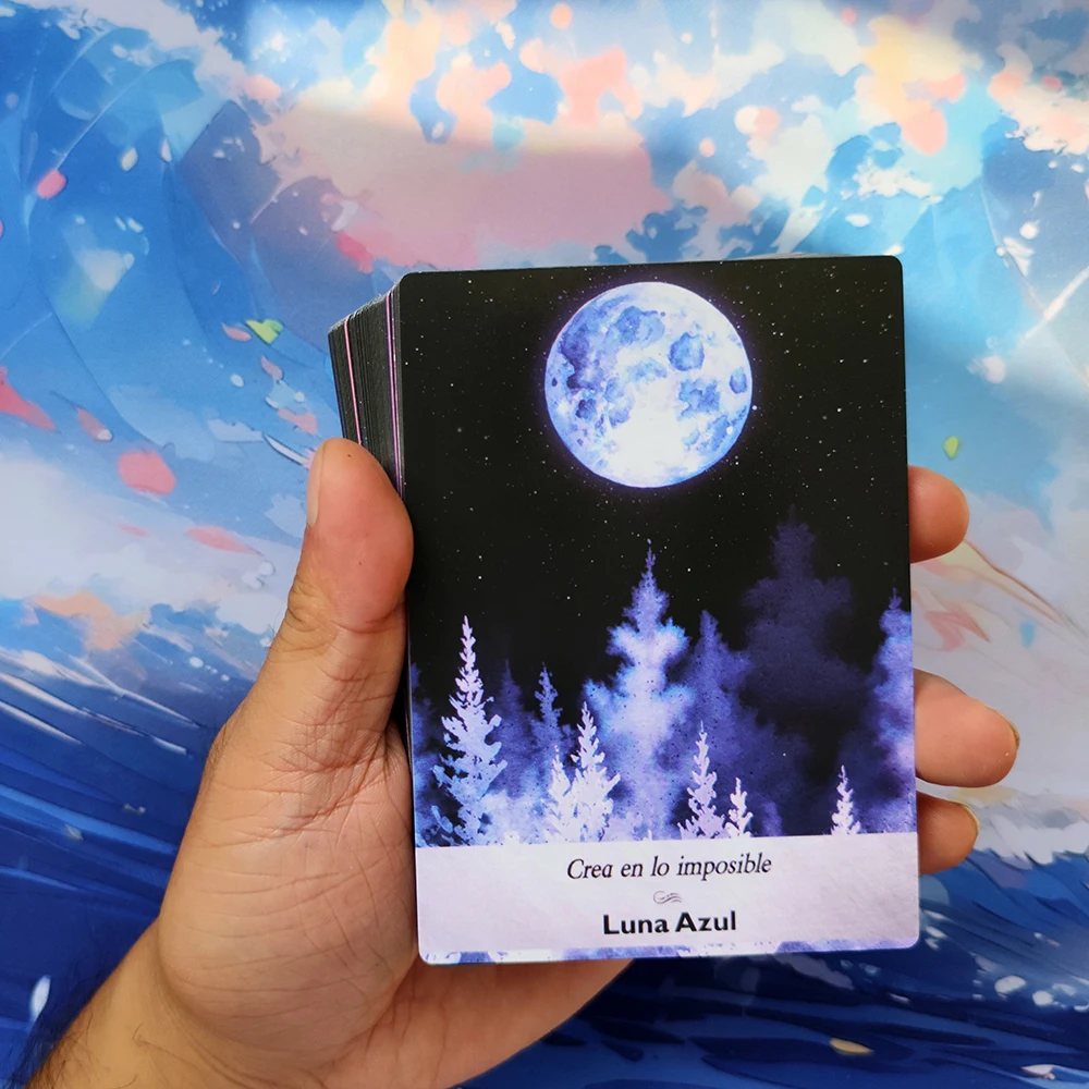 12x8.7cm Spanish Version Moonlogy Divination Oracle Card Tarot Cards for Beginners Spanish Oracle with Keywords 44-card deck