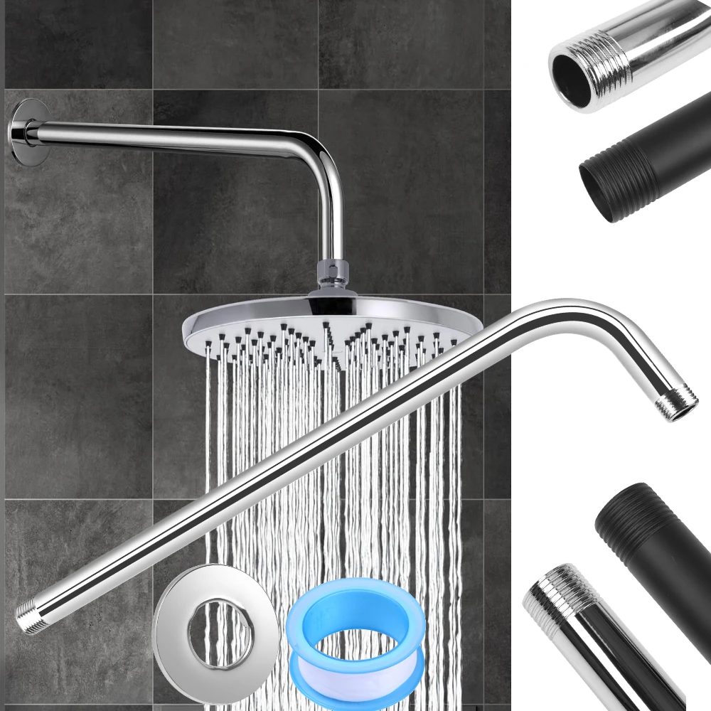 Shower Arm with Flange 30cm/40cm Stainless Steel Wall-Mounted Replacement Shower Arm for Fixed Shower Head and Rain Shower Head