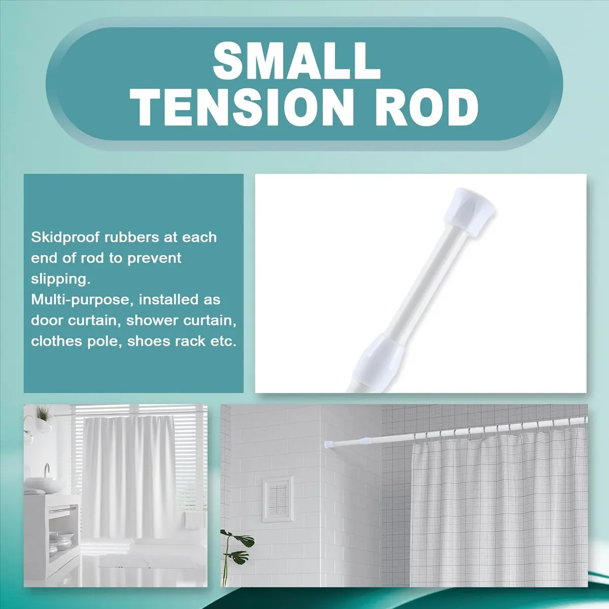 giftnew 3 Pack Adjustable Extendable Small Tension Rod 11.8 inch to 19.7 inch, White