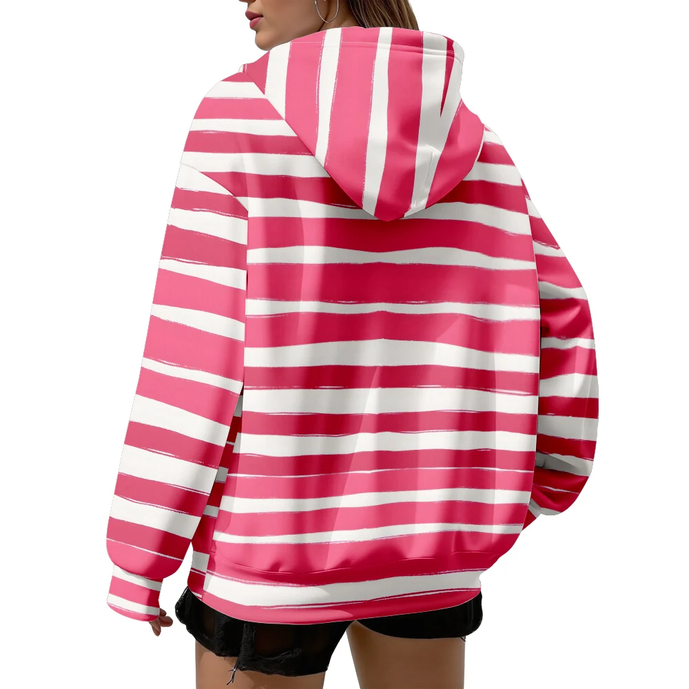 

Современная абстрактная полосатая толстовка с капюшоном, свободная посадка, карманы-кенгуру на молнии, минималистичная городская модная повседневная верхняя одежда, модная одежда для дома