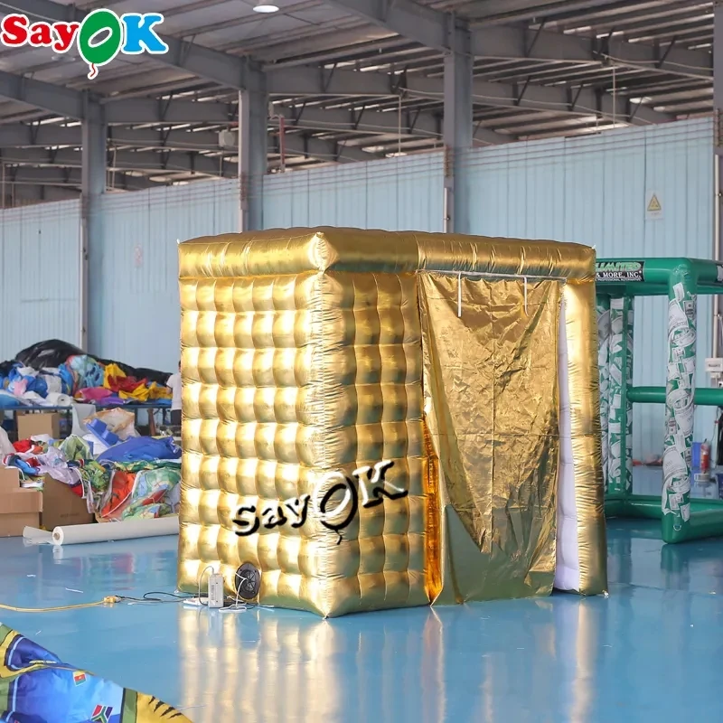 SAYOK 2.4m Inflatable Curved Photo Booth 360 Inflatable Arc Photo Booth Enclosure Tent for Party Events Wedding Promotion Rental