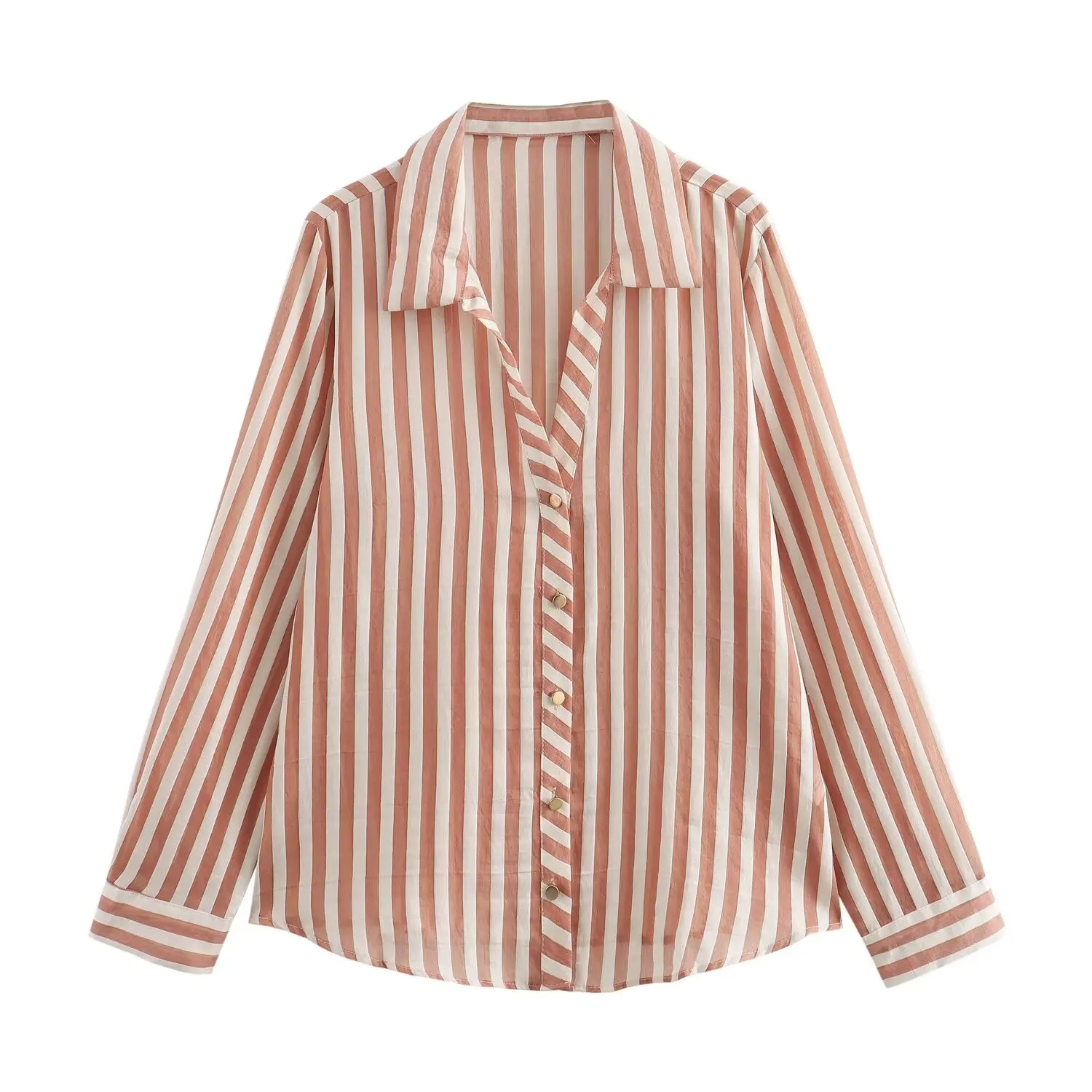 Tangada 2024 Women Striped Print Shirt Chic Female Casual Loose Shirt Tops 6X0380