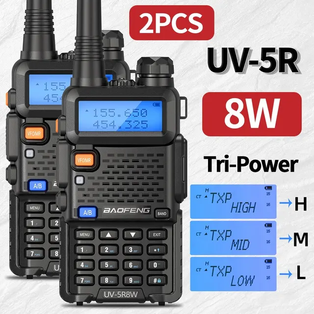 1/2 SZT. Baofeng UV 5R 5W 8W Walkie Talkie Przenośne Radio Ham CB Dwuzakresowe VHF UHF FM Radiotelefon Dwukierunkowy UV82 S9 K5 Plus