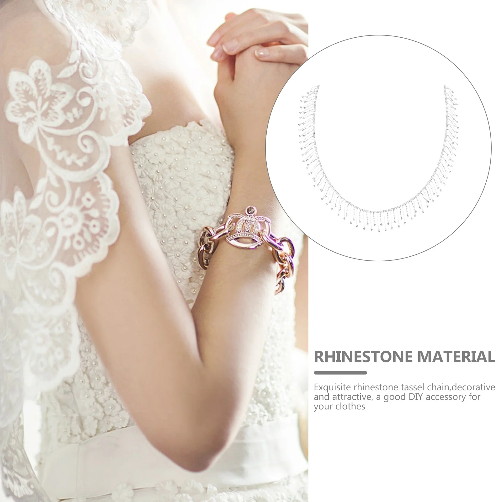 

TEHAUX Rhinestone Applique Trim Gold Crystal Tassel Decorative Ribbon for Clothing Jewelry Home Wedding Decoration Accessory