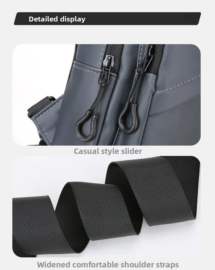 New Fashionable Men's Chest Bag, Casual and Simple Crossbody Bag, Multi-functional Large-capacity Crossbody Single-shoulder Bag