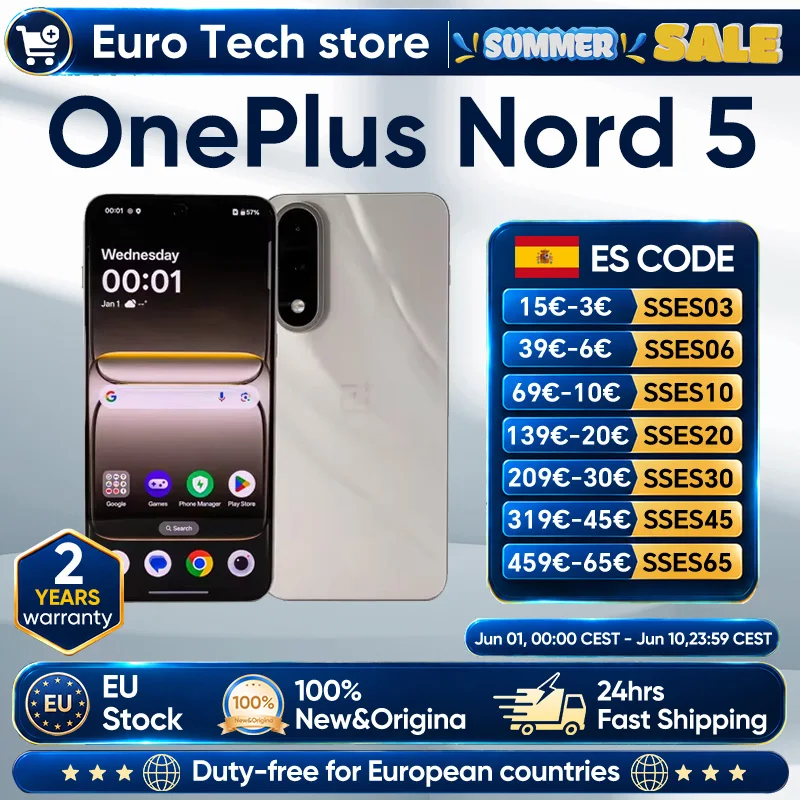 OnePlus Nord 5 Smartphone 5G Snapdragon 8s Gen 3 Écran AMOLED 6,83 OnePlus Nord 5 Smartphone 5G Snapdragon 8s Gen 3 Écran AMOLED 6,83