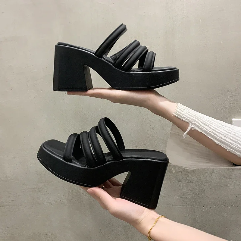 

Шлепанцы женские на танкетке, сандалии с открытым носком, Повседневная пляжная обувь, Тапочки на высокой платформе, уличные тапочки