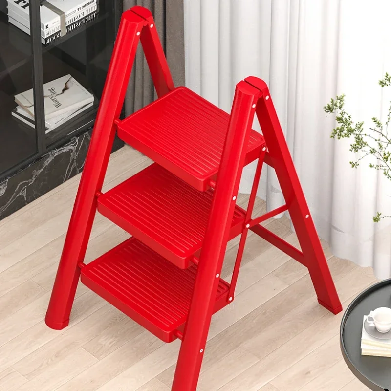 

Metal Folding Step Stool Telescopic Thickened Step Ladder Compact Lightweight Storage Rack Non-Slip Multi-Functional Climber