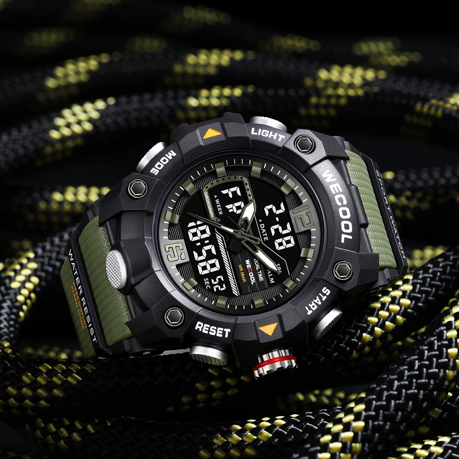 WECOOL W-820 Men‘s Analog Digital Dual Display Sport Watch - 50M Waterproof Alarm Clock LED product image