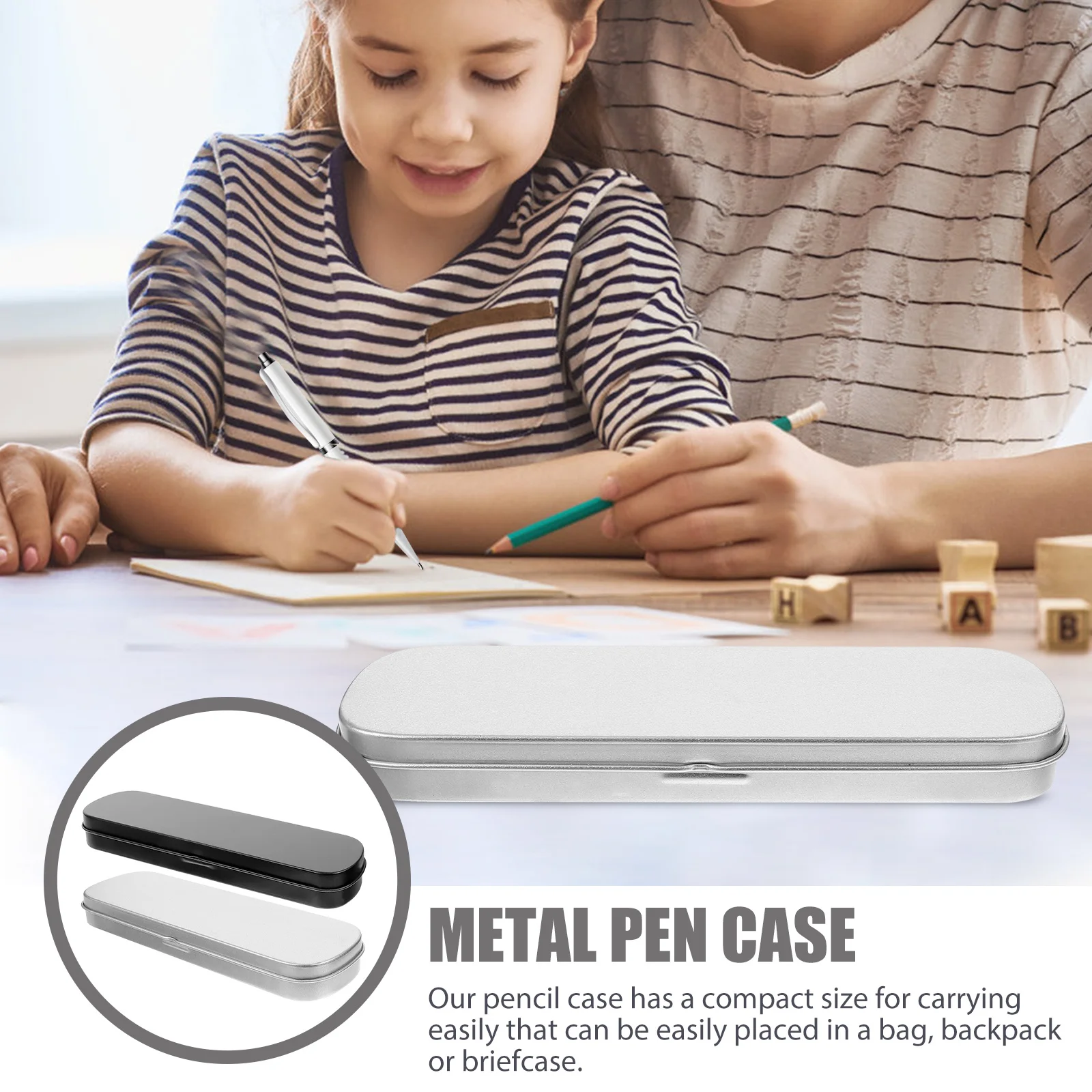 2 قطعة مقلمة معدنية صندوق أدوات مكتب عالي التحمل تصميم مدمج حامل تخزين القلم لأقلام التلوين ومستلزمات المكتب