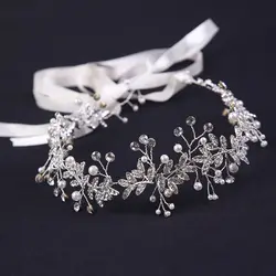 1pcs Silver-plated Hair Bands Ladies Luxury Wind White Handmade Crystal Headdress Wedding Garland