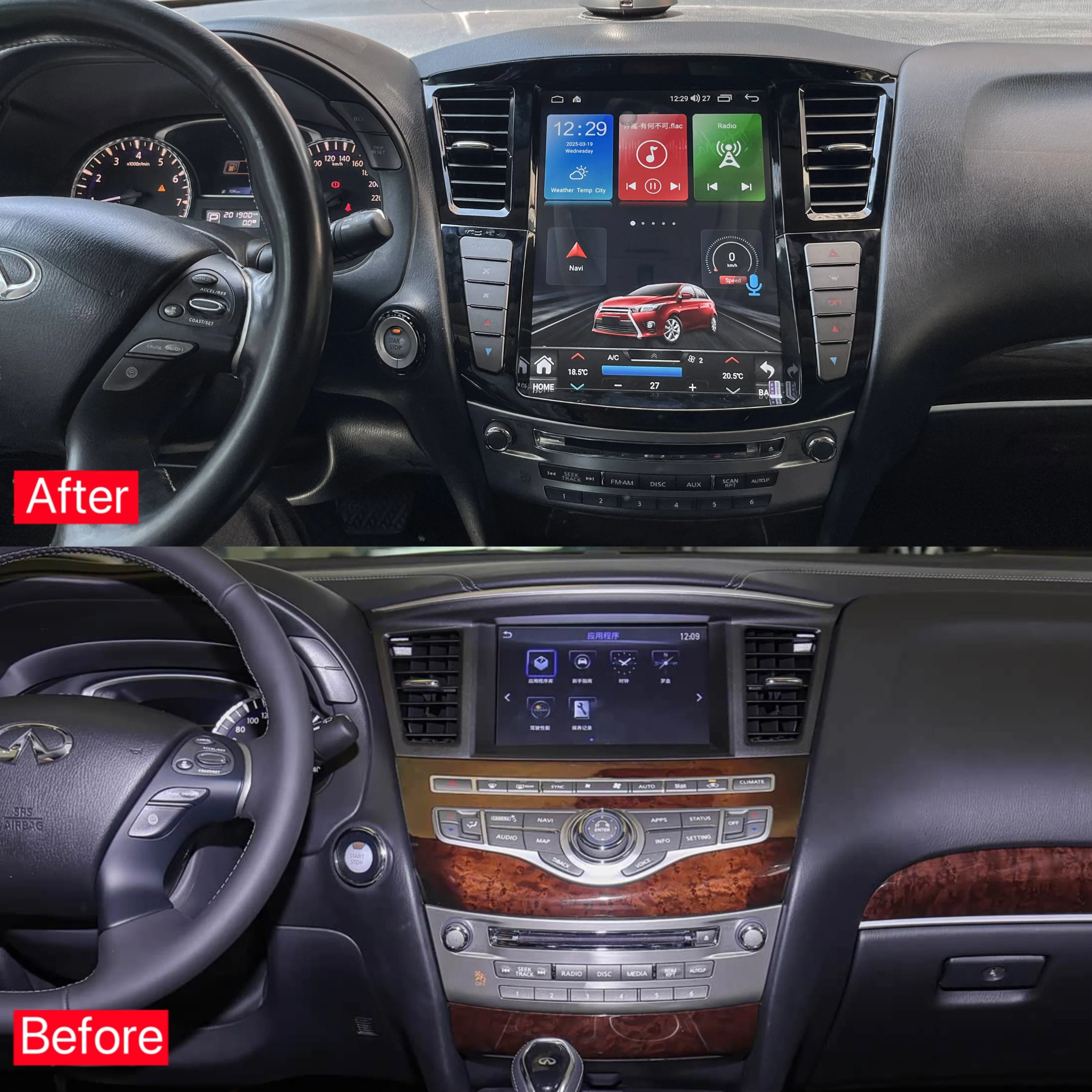 For Infiniti QX60 2011-2019 Android Screen Multimedia Player Wireless CarPlay Android Auto GPS Navigation RTS