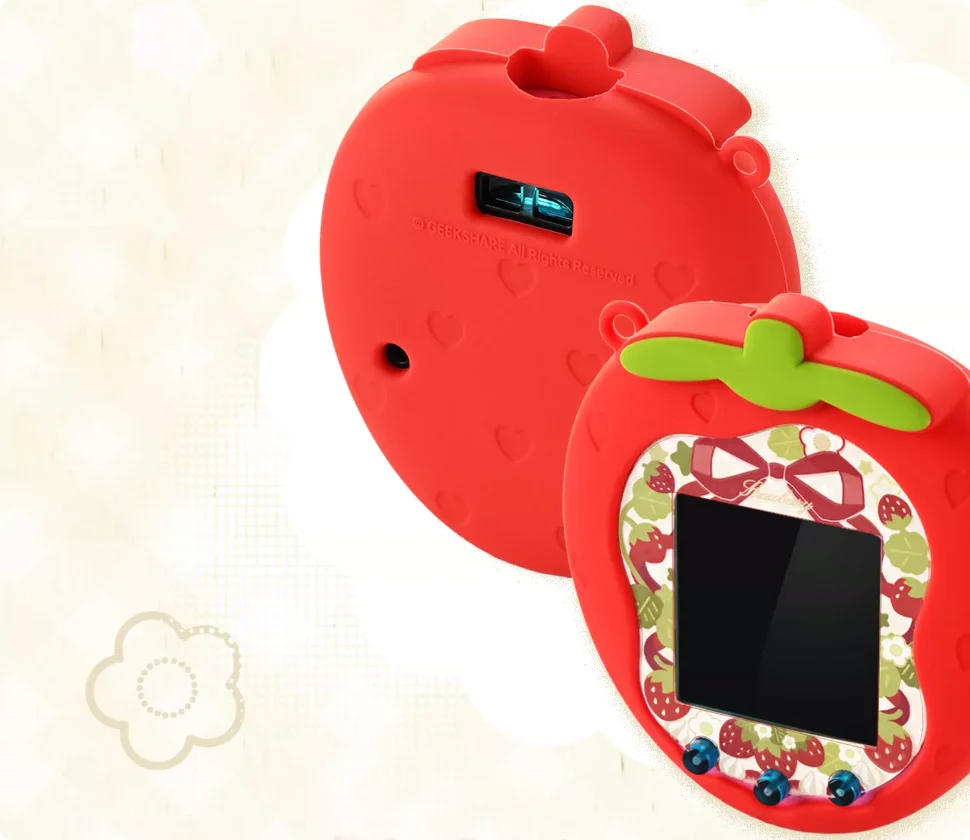 Naklejka ochronna na panel z silikonu w kształcie truskawki, miękka skórka, breloczek ‌   Etui ochronne na Tamagotchi Uni, pełne pokrycie, akcesoria — zdjęcie produktu 5