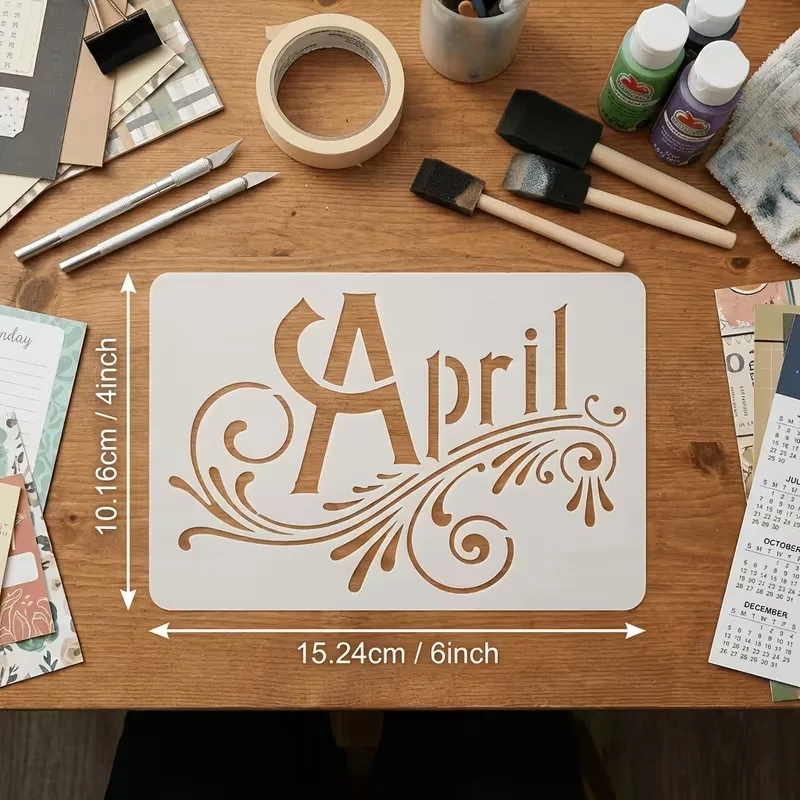 12-Piece Set Month-Themed Hollow-Out Stencils