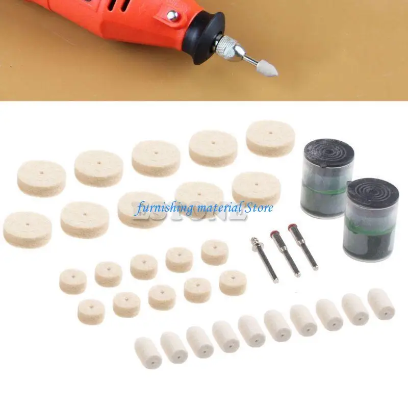 

Y5GD 35Pcs Soft Felt Polishing Buffing Burr Wheel For Rotary Tools 1/8"