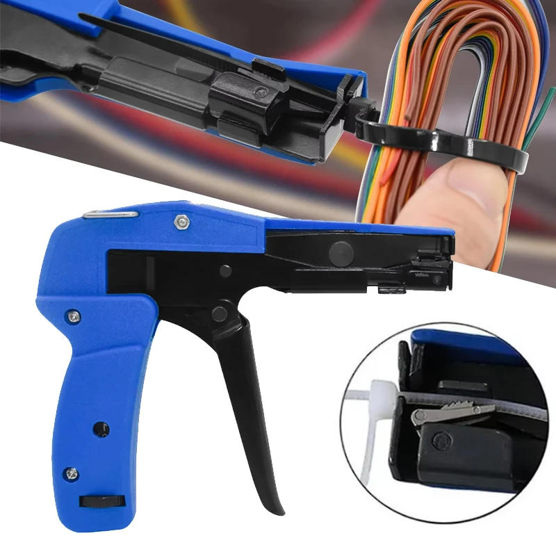 Aluminum Alloy Cable Tie Gun Die-Cast Steel Ratchet Zip Tie Pliers Fastening Cut-Off Hand Tool for 1.8-6.5mm Nylon Cable Straps