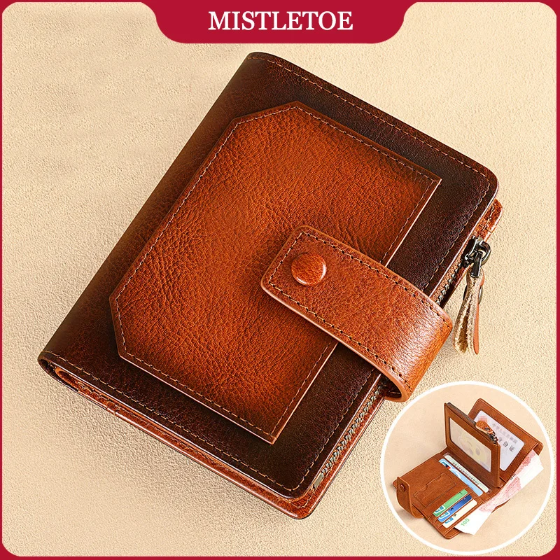 

Multi Functional Cow Genuine Leather Zipper Coin Wallet RFID Protection Credit Card ID Holder Bag Travel Purse for Men