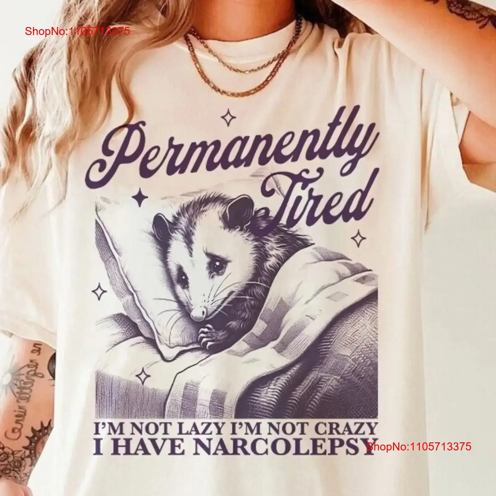 Narcolepsy shirt insomnia disability migraine brain my head hurts hypersomnia permanently tired autoimmune vintage Washed