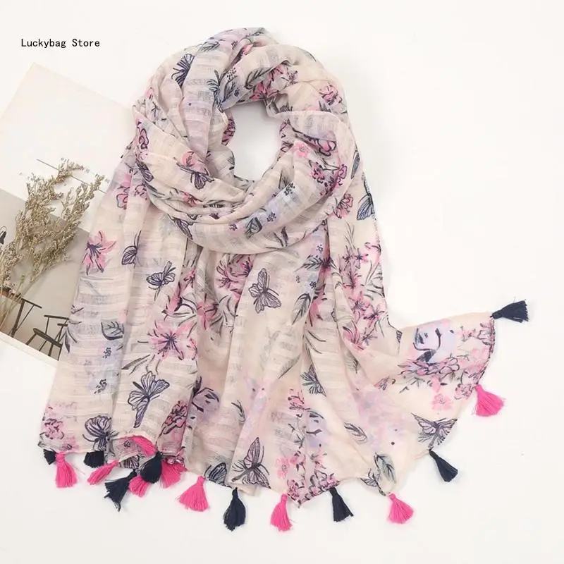 Trendy Floral Desert Scarf, Soft and Comfortable, Suitable for Hiking, Camping Multipurpose Scarf Shawl