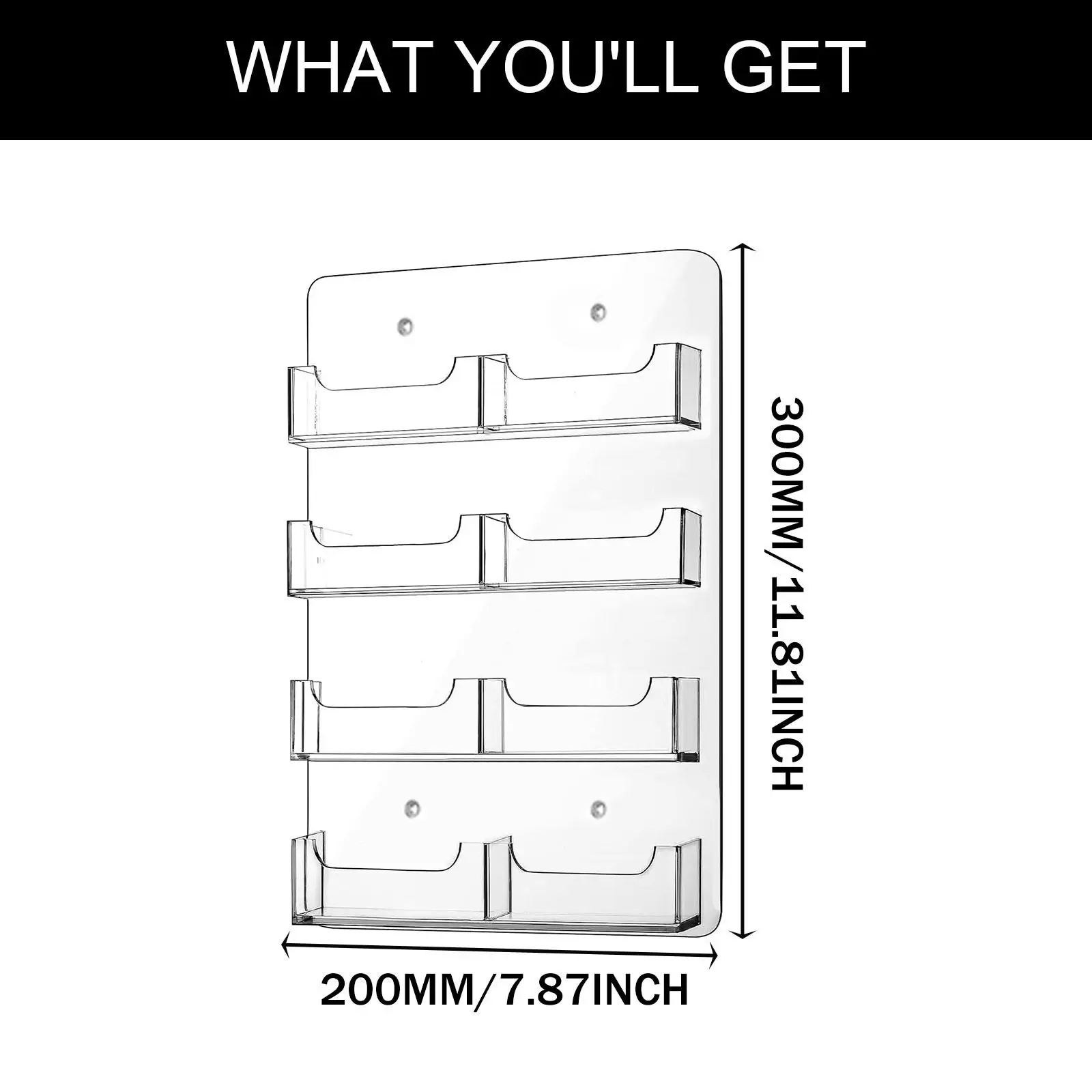 حامل بطاقة عمل أكريليك أفقي مسبق الحفر بطاقة تخزين ملصق عرض موقف معلق تنظيم حامل التسويق #6