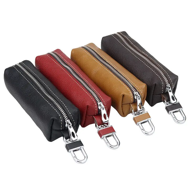 

Genuine Leather Keychain Men Women Key Holder Organizer Pouch Key Bag Wallet Large Capacity Bag Female Simple Key Multi-function