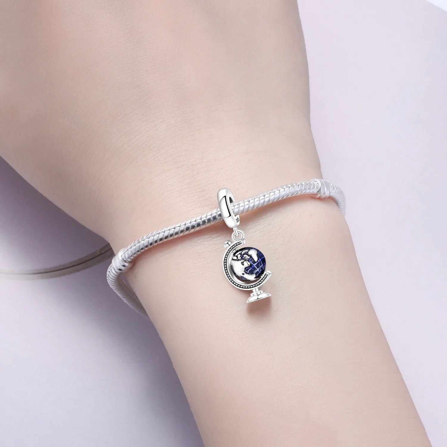 CYCUFF 925 فضة السفر غلوب قلادة الخرز سحر الأصلي للنساء سوار الموضة DIY بها بنفسك عيد ميلاد مجوهرات اكسسوارات #5